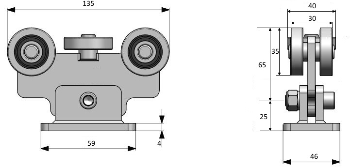 G48-as görgő műszaki rajza